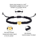Gold Initial A Letter Heart Charm Bracelets for Women Handmade Rope Braided Adjustable Jewelry Personalized Birthday Gifts for Women
