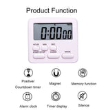 Kitchen Timer, Large Screen with Multifunctional Count up Countdown Alarm Clock Silence Memory Function Magnetic Suction