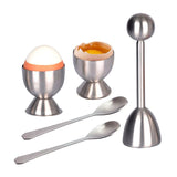 Egg Cracker Topper Set of 5 - Includes 2 Egg Cups, 2 Spoons and 1 Cutter - Stainless Steel Easy Egg Opener In Australia - Darrahopens