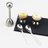 Egg Cracker Topper Set of 5 - Includes 2 Egg Cups, 2 Spoons and 1 Cutter - Stainless Steel Easy Egg Opener In Australia - Darrahopens