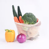 10 pcs Reusable Cotton Mesh Produce Bags - Organic Cotton, Durable, Double Stitched, Washable with Tare Weight & Drawstring