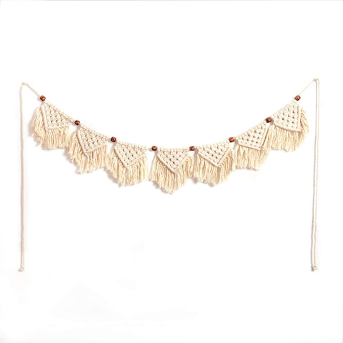 Handmade Boho Tassel Wall Hanging Fringe Panels Garland Banner Woven Tapestry Cotton Crochet Decor Bathroom Bedroom