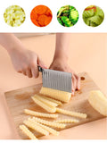 Crinkle Cutter Knife Stainless Steel Cutting Tool for Potato Carrot Chip Vegetable French Fry, Wavy Chopper Wave Slicer Steel