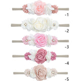 5 Pack White Pink Delicate Rose Flower Nylon Headbands Floral Hair Bows Daisy Flowers Headband Elastic Hair Bands Easter In Australia - Darrahopens