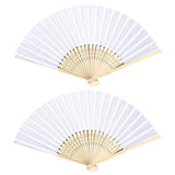 2Pcs White Folding Fans,Hand Fan for Women,Foldable Bamboo Fans,Silk Fabric Handheld Folded Fan Chinese Japanese Fan In Australia - Darrahopens