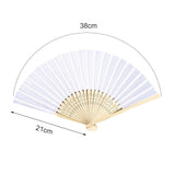 2Pcs White Folding Fans,Hand Fan for Women,Foldable Bamboo Fans,Silk Fabric Handheld Folded Fan Chinese Japanese Fan