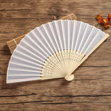 2Pcs White Folding Fans,Hand Fan for Women,Foldable Bamboo Fans,Silk Fabric Handheld Folded Fan Chinese Japanese Fan In Australia - Darrahopens