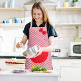 Lovely Home Work Apron Polka Dotted Bowknot Girls Apron Womens Kitchen Cooking Apron with Pocket (Red)