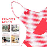 Lovely Home Work Apron Polka Dotted Bowknot Girls Apron Womens Kitchen Cooking Apron with Pocket (Red)