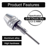 Keyless Mini 3-Jaw Drill Chuck Screwdriver Adapter with Quick-change 2.35mm Round Shank to Hold Straight-shank 0.3-3.4mm Drill