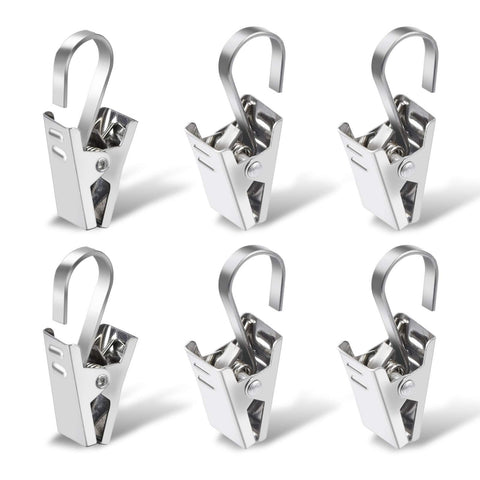 Curtain Clips, 10 Pack Stainless Steel Light Clips for Outside String Lights Party Decor Hanging Photo Camping Tents Arts Crafts