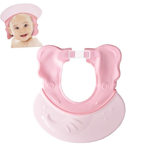 Baby Shower Cap Adjustable Silicone Shampoo Bath Cap Visor Cap Protect Eye Ear for Infants Toddlers Kids Children - Light Pink