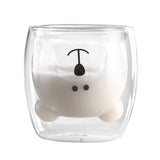 Cute Mugs Bear Tea Coffee Cup Milk Couple Double Wall Glass Mugs Funny Valentine's Day Birthday Gifts for You