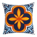 Floral Throw Pillow Covers 18x18 inch Set of 4 Orange Blue Spanish Pillow Cases Boho Ethnic Decorative Cushion Covers