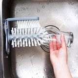 Water Bottle Cleaning Brush Glass Cup Washer with Suction Base Bristle Brush for Beer Cup, Long Leg Cup, Red Wine Glass