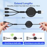 Retractable Multi Charging Cable 2Pack - 3 in 1 Charger for Multiple Devices with Port, Retractable Charging Cor