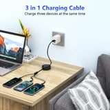 Retractable Multi Charging Cable 2Pack - 3 in 1 Charger for Multiple Devices with Port, Retractable Charging Cor