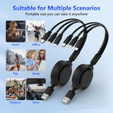 Retractable Multi Charging Cable 2Pack - 3 in 1 Charger for Multiple Devices with Port, Retractable Charging Cor