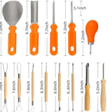 Halloween Pumpkin Carving Kit, 13 Pieces Professional Stainless Steel Pumpkin Carving Tools Kit with Stencils
