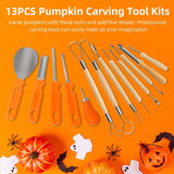 Halloween Pumpkin Carving Kit, 13 Pieces Professional Stainless Steel Pumpkin Carving Tools Kit with Stencils