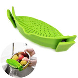 Heat Resistant Silicone Pot Strainer, Clip on Pots Pans, Pan Strainer for all Pots and Bowls - Green