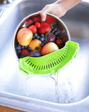 Heat Resistant Silicone Pot Strainer, Clip on Pots Pans, Pan Strainer for all Pots and Bowls - Green