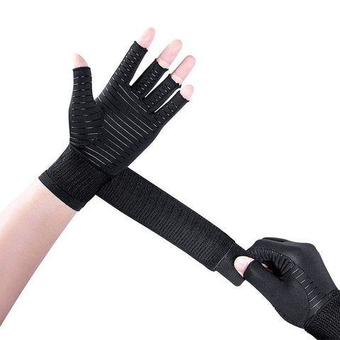 1 pairs Copper Arthritis Compression Gloves for Women Men, Fingerless Compression Gloves for Carpal Tunnel, Hand Pain, Driving