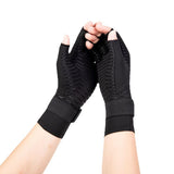 1 pairs Copper Arthritis Compression Gloves for Women Men, Fingerless Compression Gloves for Carpal Tunnel, Hand Pain, Driving