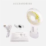 Mini Handheld Fan Personal Portable Fan 3 Speed Adjustable Angle Removable Base Lanyard USB Recharging Battery