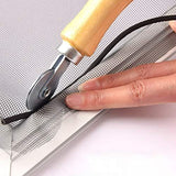 Screen Tool, Window Screen Spline Roller Tool with Wooden Handle and Steel/Nylon Bearing Wheels, Mesh Screen Door Easy to Use