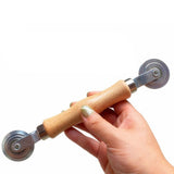 Screen Tool, Window Screen Spline Roller Tool with Wooden Handle and Steel/Nylon Bearing Wheels, Mesh Screen Door Easy to Use