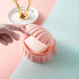 3 Piece Plastic Seashell Soap Tray Soap Saver Box with Lid and Drainer for Home Bathroom Ocean Bathroom Decorations