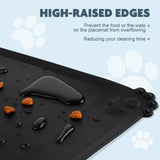 Silicone Ferret Feeding Mat, with Raised Edges, No Skid Food Mat for Dogs, Cats, Rabbits and More-black