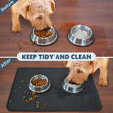 Silicone Ferret Feeding Mat, with Raised Edges, No Skid Food Mat for Dogs, Cats, Rabbits and More-black