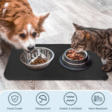 Silicone Ferret Feeding Mat, with Raised Edges, No Skid Food Mat for Dogs, Cats, Rabbits and More-black