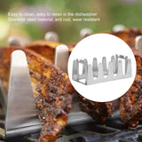 Stainless Steel Roasting Stand, Portable BBQ Multi Grill Rack Gentle Cooking Rustproof Holds 4 Ribs for Grilling Barbecuing Smokin