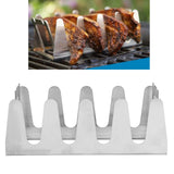 Stainless Steel Roasting Stand, Portable BBQ Multi Grill Rack Gentle Cooking Rustproof Holds 4 Ribs for Grilling Barbecuing Smokin