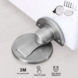 Magnetic Door Stop, Stainless Steel Floor Magnetic Door Stopper Adhesive Brushed Nickel Invisible Heavy Duty Silver Magnetic Door