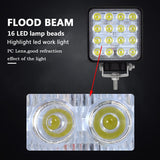 2 Piece 4 inch Square Led Work Light Bar Driving Pods Floood Beam Work Lamp for Off-Road SUV Boat Jeep ruck