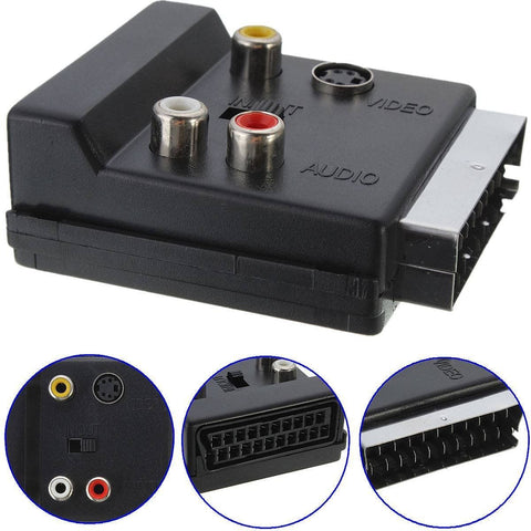 Female Adapter Black for DVD Players 21Pin Scart Adaptor Block to with in/Out Switch Scart Adaptor Block Car Connectors