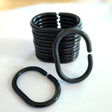 Shower Curtain Rings Plastic Shower Curtain Hooks C-Shaped Rings Hook Hanger Bath Drape Loop Clip Glide (Black, 12)