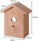 Bird House with Strong Suction Cup Wooden Birdhouse Clear Window Bird Feeder Outdoor Birds Nest Cage