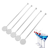 4 Pcs Stainless Steel Coffee Stirrers Stir Sticks Beverages Swizzle Stick Cocktail Drink Swizzle with Small Rectangular Paddles