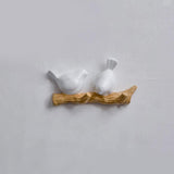 Resin Decorative Birds On Tree Branch Decor Wall Mounted Coat Rack Art Decor Hanger for Coats/Hats/Keys (2 Hooks, White)