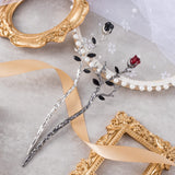 2pcs Rose Hair Sticks for Bun Black Silver Vintage Hair Chopsticks Metal Flower Chinese Hair Pins Wedding Prom Halloween In Australia - Darrahopens