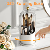 Makeup Brush Holder Organizer with Lid,360 Rotating Clear Dustproof Makeup Brushes Organizer for Vanity Desktop (Transparent) In Australia - Darrahopens