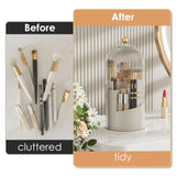 Makeup Brush Holder Organizer with Lid,360 Rotating Clear Dustproof Makeup Brushes Organizer for Vanity Desktop (Transparent) In Australia - Darrahopens