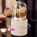 Makeup Brush Holder with Lid ， 360 Rotating Cosmetics Make up Brush Organizer Storage for Vanity，Dustproof & Waterproof