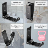 Foldable Coat Hooks 6pcs Black Wall Hooks for Hanging Towel No Rust Aluminum Folding Hooks for Hanging Wall (Black)
