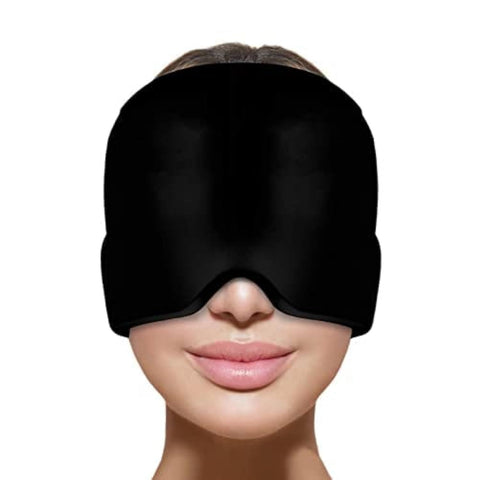 Headache Migraine Relief Cap, Wearable Strechable Migrine Hat for Migraine Ice Head Wrap, Ice Pack (Black) In Australia - Darrahopens